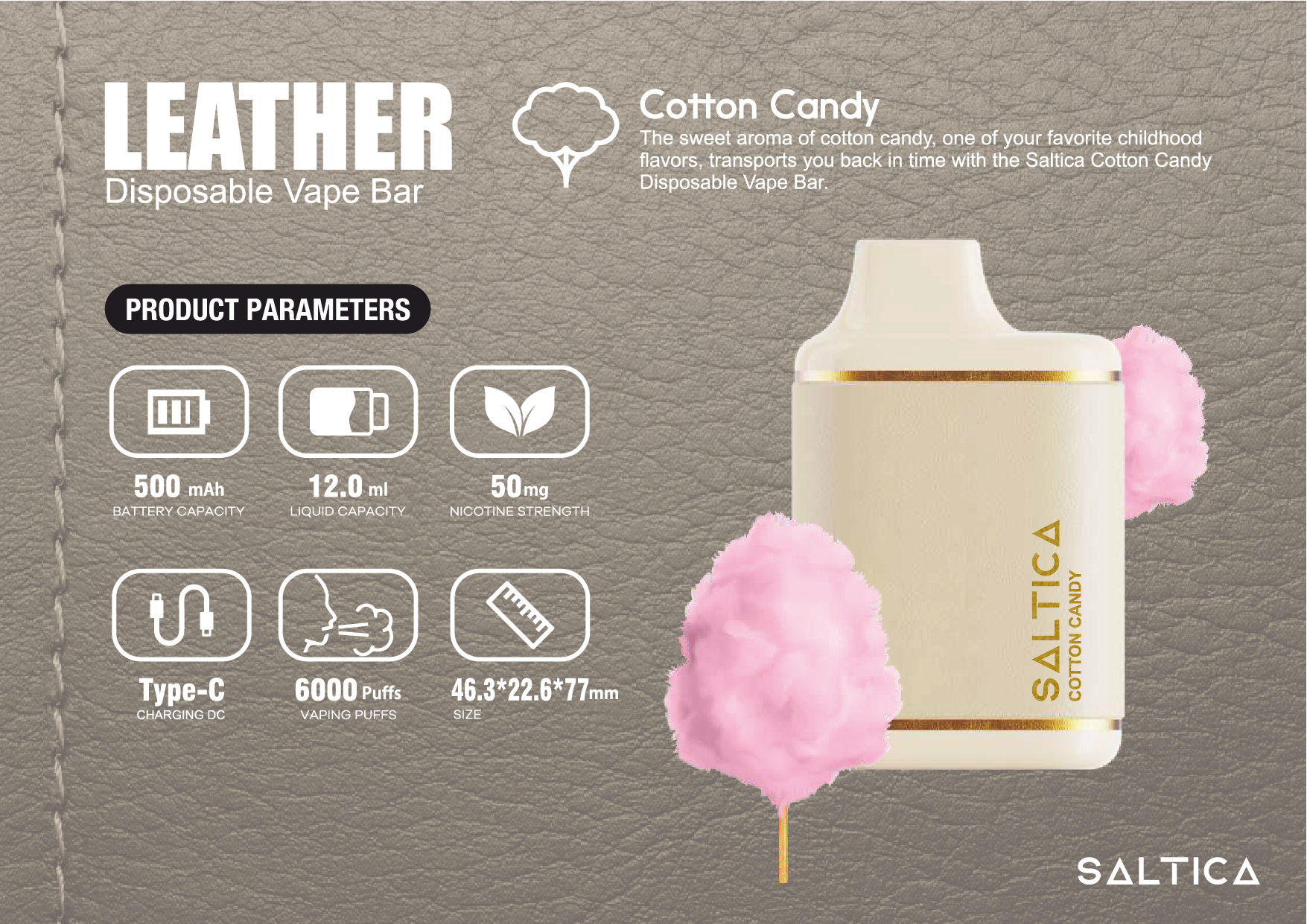 Saltica Cotton Candy 6000 Disposable Vape Bar